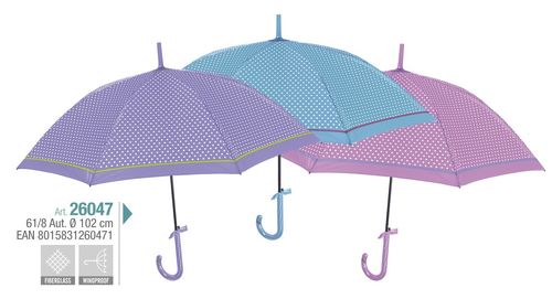 Paraguas Perletti mujer 61cm automatico topos con borde liso (6/36)