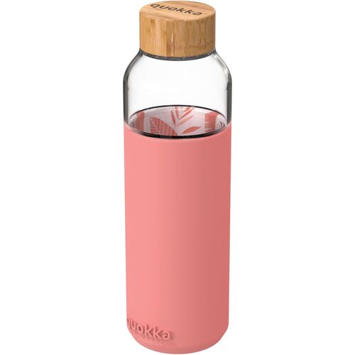 Quokka Botella Cristal Redonda Con Funda De Silicona Inner Pink Botanical 660ml (st12)