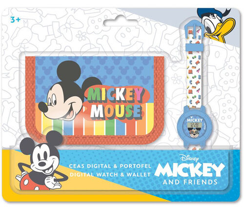 Set reloj digital y billetera de Mickey Mouse