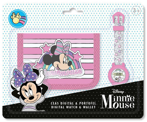 Set reloj digital y billetera de Minnie Mouse