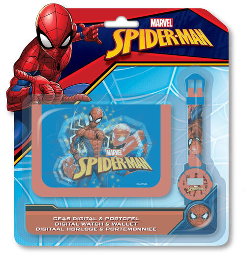Set reloj digital y billetera de Spiderman