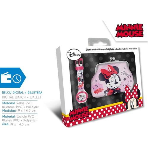 Set reloj digital + billetera en caja de Minnie Mouse