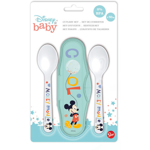 Estuche toddler con 2 cucharas plastico polipropileno para bebe de Mickey Mouse 'Cool Like' (0/24)