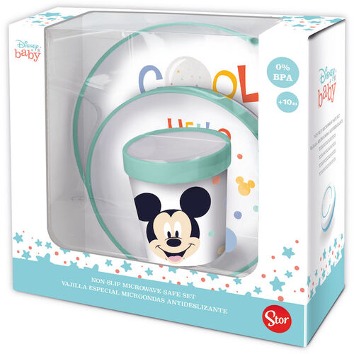 Set 3 piezas vajilla premium bicolor antideslizante para bebe de Mickey Mouse 'Cool Like' (0/12)