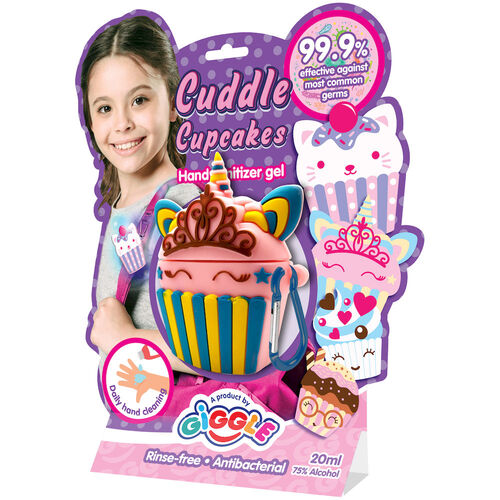 Botella gel desinfectante de manos 20ml con llavero colgante de Cupcake Princess Candy (12/48)