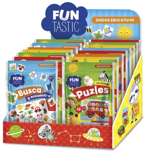 Imagiland, Funtastic Expositor 15 bolsas de juegos educativos surtidos