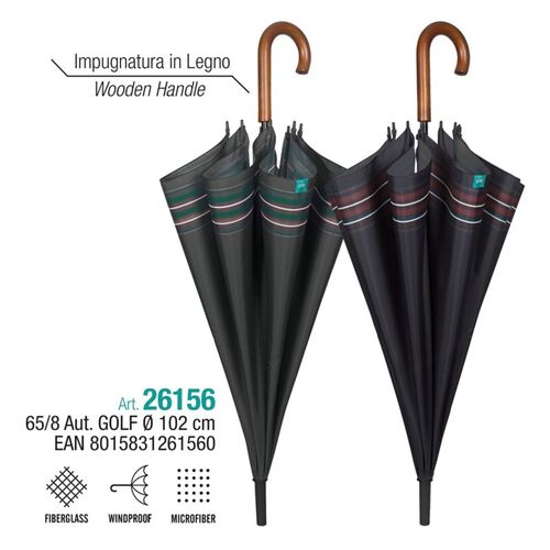 Paraguas Perletti hombre Golf 65cm automatico Con borde rayas pu (6/36)