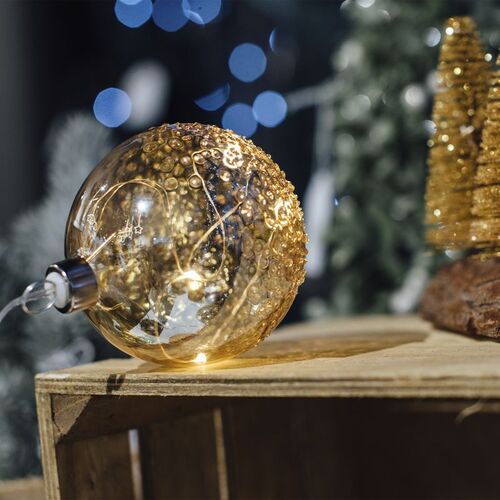 Bola cristal 8cm con luz coleccion Navidad (12/24/48)
