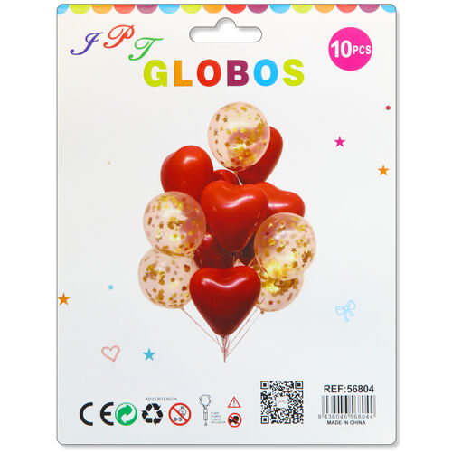 Pack 10 globos celebracin corazones