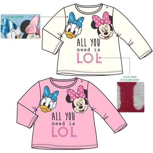 Camiseta algodn manga largapara beb de Minnie Mouse