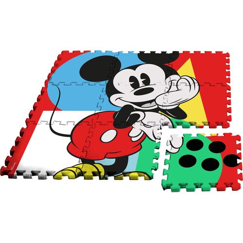 Alfombra 90x90cm puzzle eva 9 piezas con bolsa transporte de Mickey Mouse