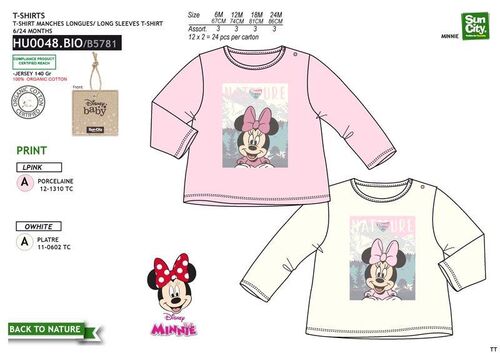 Camiseta algodn organico para bebe de Minnie Mouse