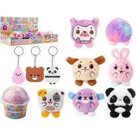 Reversible keychain with surprise plush toy 9 cm
