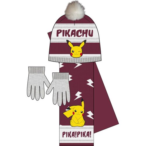 Set gorro, bufanda y guantes de Pokemon