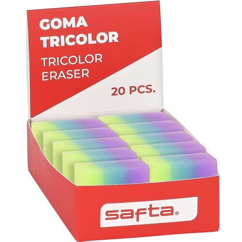 Expositor 20 piezas goma pvc tricolor de Safta
