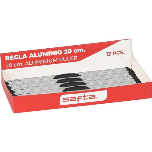 Expositor 12 piezas regla aluminio 20cm de Safta