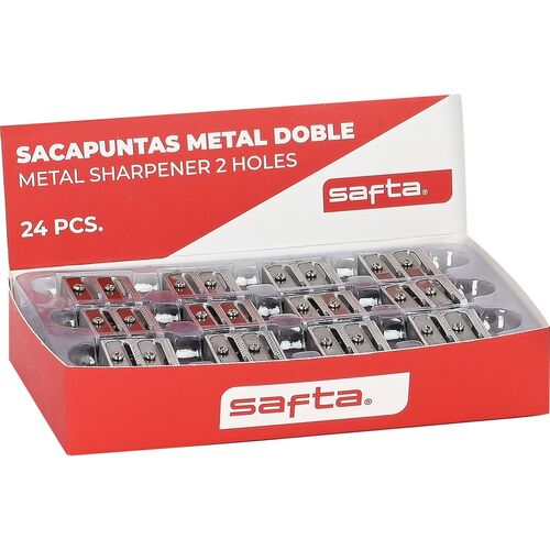 Expositor 24 piezas sacapuntas metal doble de Safta