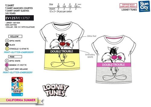Camiseta algodn manga corta de Looney Tunes