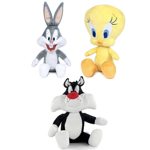 Pack de 3 peluches 20cm de Looney Tunes, Piolin, El Gato Silvestre y Bugs Bunny (12/120)