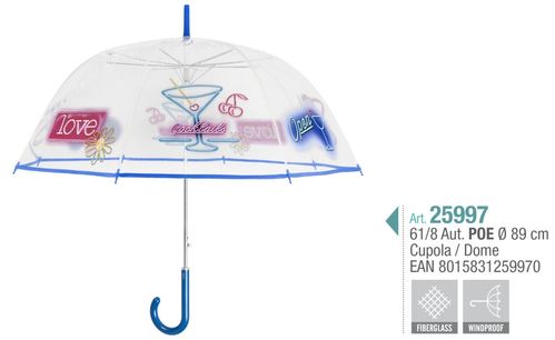 Paraguas mujer 61cm automatico transparente de Perletti (6/6)
