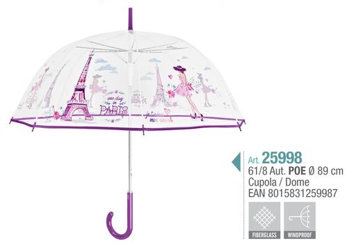 Paraguas mujer 61cm automatico transparente de Perletti (6/6)