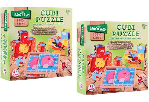Globo, Wooden Puzzle Cubes 9Pcs Cm12,5X12,5X4,5 2Asstd (st6)
