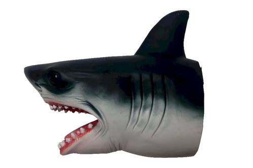 Marioneta guante de goma cabeza de tiburon 16,5x8,5x16,5cm (6/48)