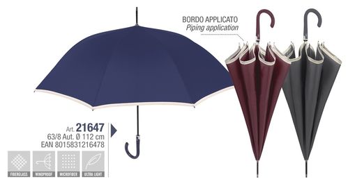 Paraguas Perletti mujer 63cm automatico light liso con borde (6/36)