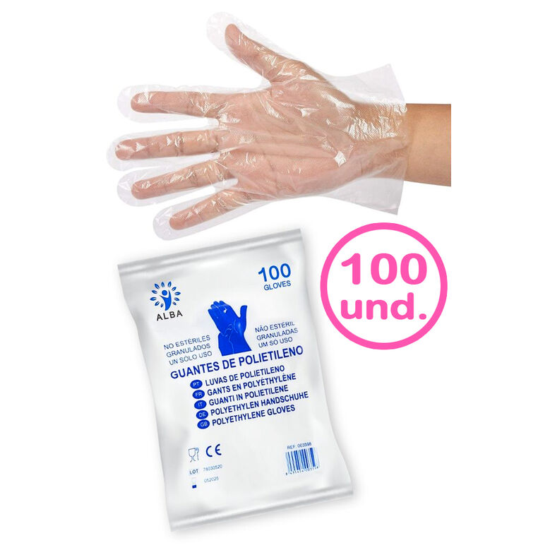 Pack de 100 guantes plstico polietileno gofrado