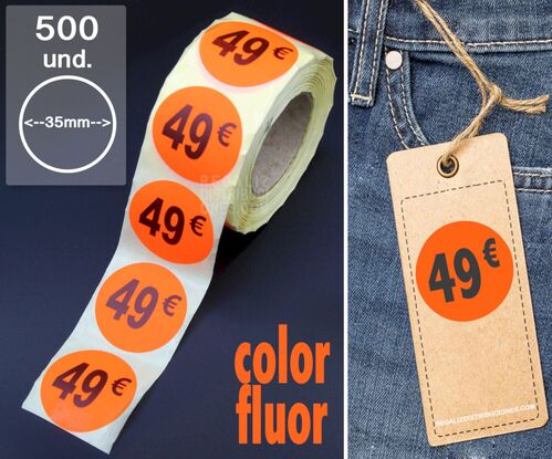 Rollo 500 etiquetas 49 pegatinas precios en euros 35mm