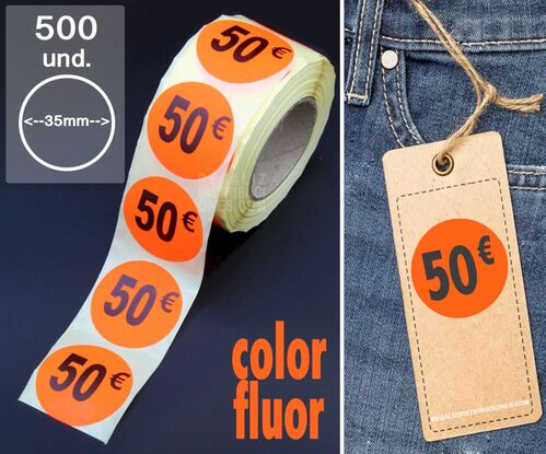 Rollo 500 etiquetas 50 pegatinas precios en euros 35mm