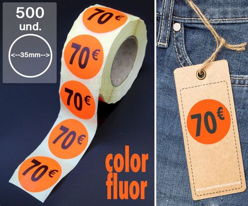 Rollo 500 etiquetas 70 pegatinas precios en euros 35mm