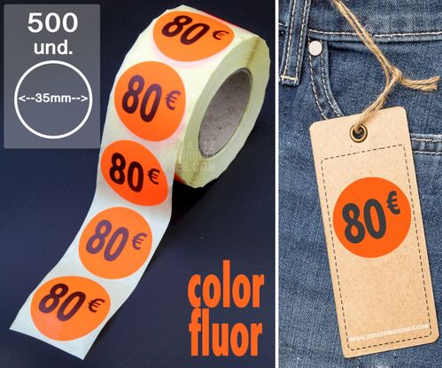 Rollo 500 etiquetas 80 pegatinas precios en euros 35mm