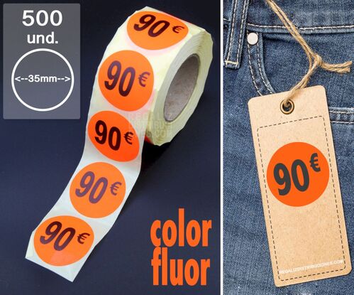 Rollo 500 etiquetas 90 pegatinas precios en euros 35mm