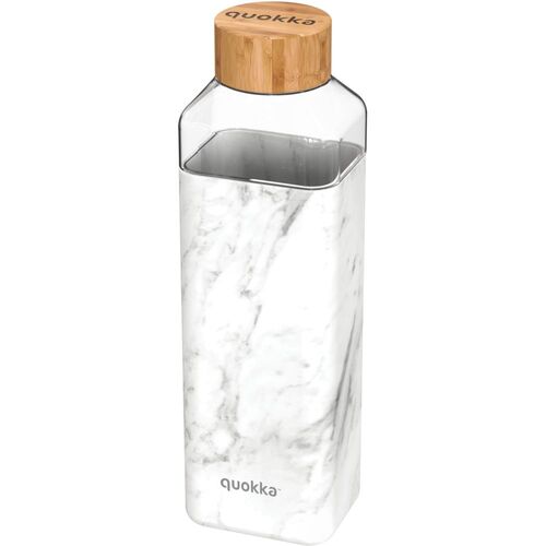Quokka Botella Cristal Cuadrada Con Funda De Silicona Marble 700ml (st12)