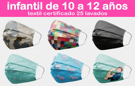 Children's textile mask 10-12 years reusable and approved