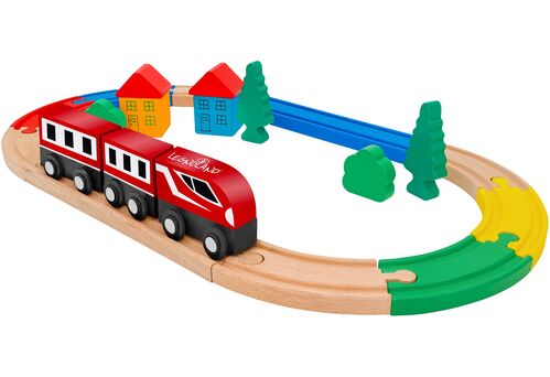 Globo, tren con pista de madera 21 piezas