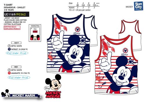 Camiseta tirantes de algodn de Mickey Mouse