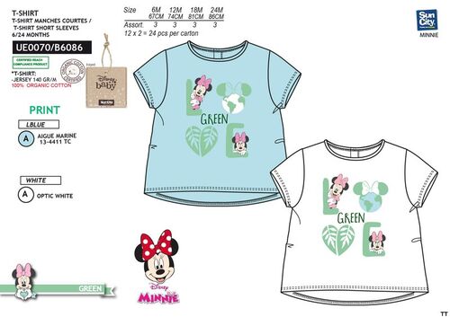 Camiseta de algodn organico para bebe de Minnie Mouse