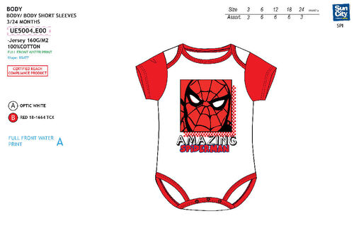 Body de algodn para bebe de Spiderman