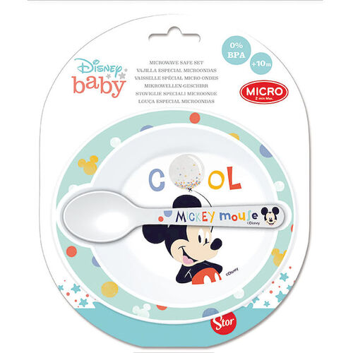 Set microondas toddler 2 piezas. (cuenco y cuchara) para bebe de Mickey Mouse 'Cool Like' (0/24)
