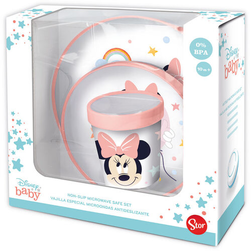 Set 3 piezas vajilla premium bicolor antideslizante para bebe de Minnie Mouse 'Indigo Dreams' (0/12)