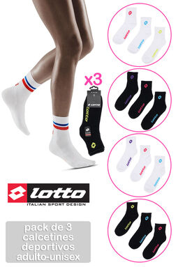Pack de 3 calcetines Lotto deportivos adulto
