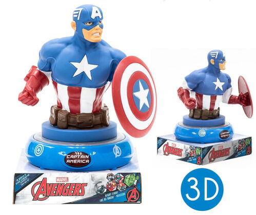 Lmpara led de noche figura 3D 21cm Capitn Amercia de Avengers