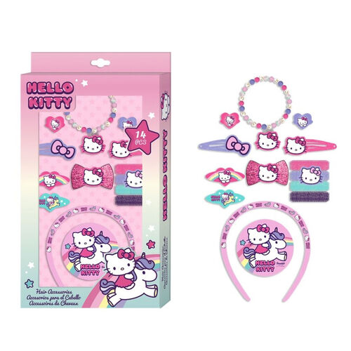 Caja con 14 accesorios pelo y bisuteria de Hello Kitty (12/12)