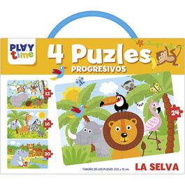 Imagiland, Playtime Maletin 4 puzzles progresivos 'La Selva'