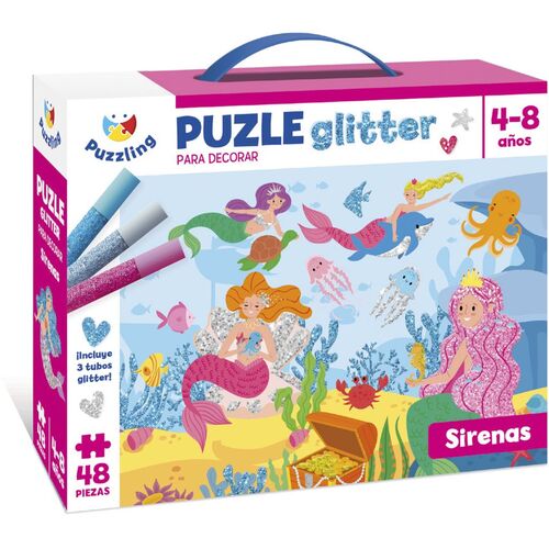 Imagiland, Puzzle decora con glitter 'Sirenas'