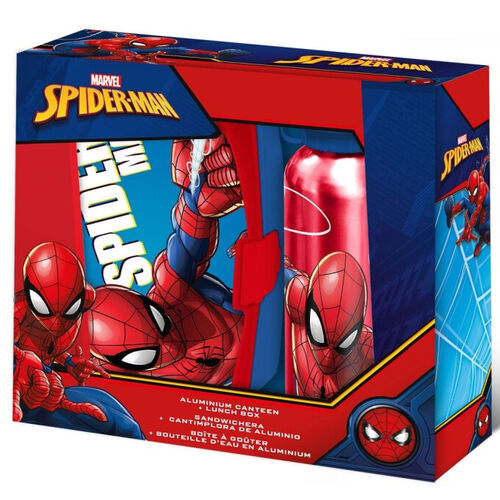 Set de sandwichera y cantimplora aluminio Spiderman