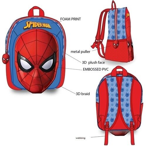 Mochila 32cm 3D con bolsillos laterales de Spiderman