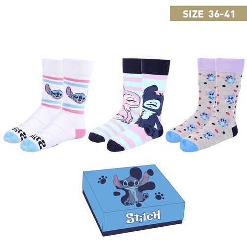 Pack 3 calcetines en caja regalo de Stitch |CDRD|